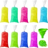 Patelai 200 Pcs Ice Pop Bag 2 x 8 in with Funnel Popsicle Freeze Mold | Silicone Foldable Funnel Included, No Spill Fill, Ice Candy Yogurt Bolis Charamuscas, Clear Seal Pouch