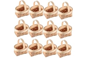 GLEAVI 20pcs Mini Woven Baskets with Handles Small Wicker Picnic Baskets Mini Straw Tote for Wedding Party