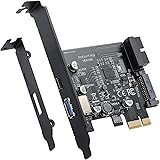 BEYIMEI PCI-E 1X to USB 3.2 Gen1 5Gbps 2 Ports(Type C+ Type A) Expansion Card,with 19PIN USB 3.0 Interface, 15PIN SATA Power