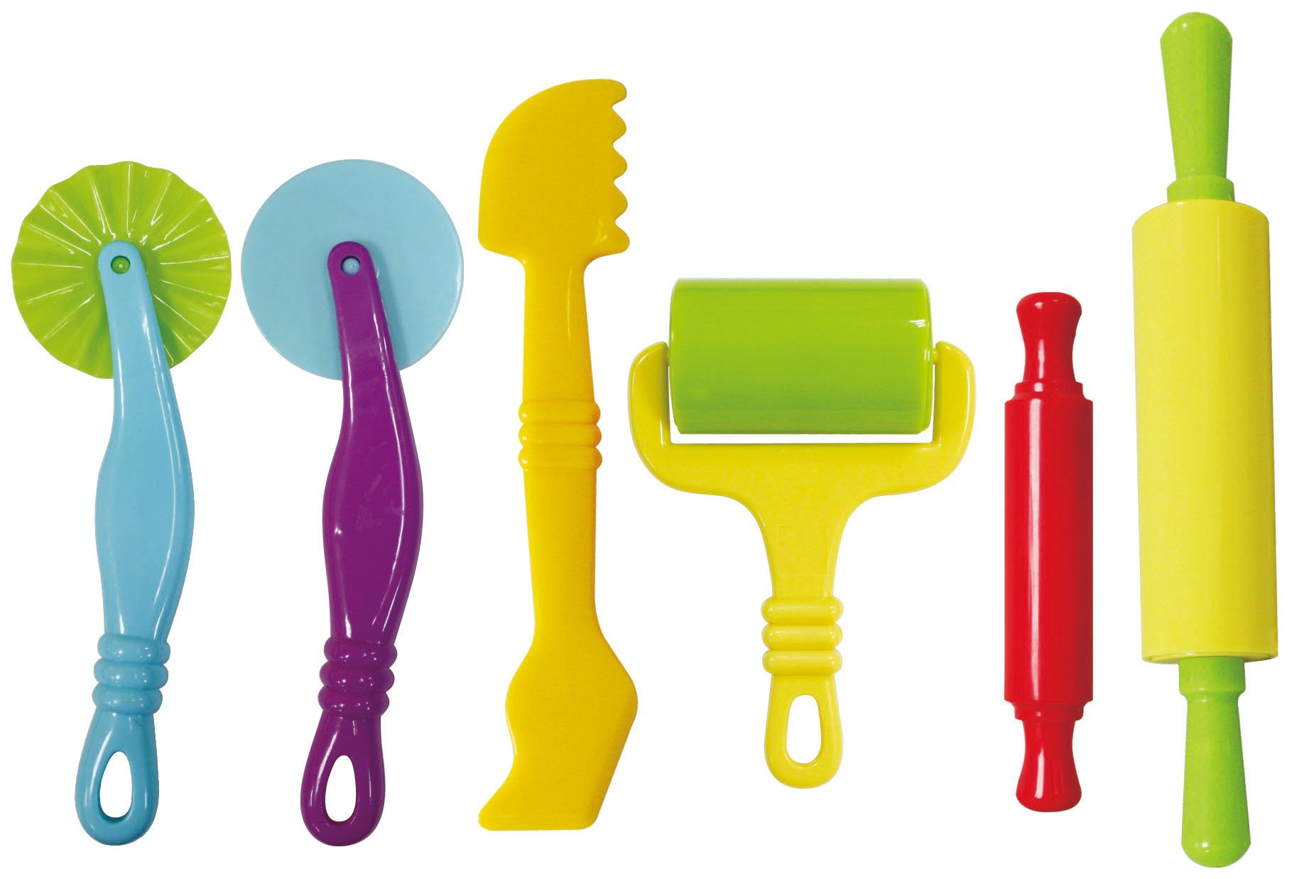 Leo & Emma Dough tool, modelling tool dough 6 pieces and robust for children's clay dough, Magic Sand, play dough accessories, dough tools for kitchen toys (coloured)