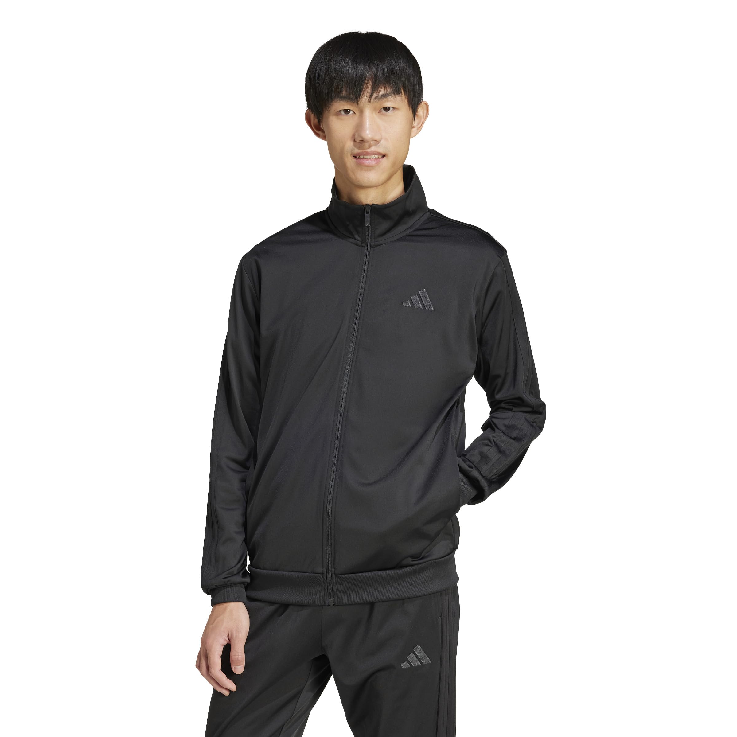 adidas Men's 3-Stripes Tricot Track Top, Black/Black, XX-Large/Tall Image
