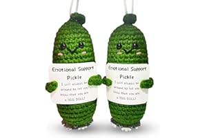JoyChoi Cute Emotional Support Pickle Christmas Ornaments 2PCS - Handmade Crochet Funny Gifts