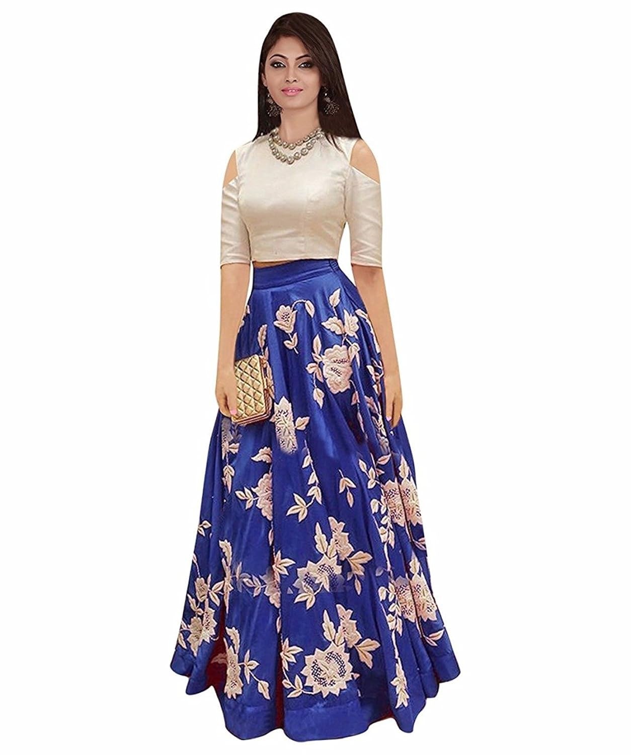 angel women's crepe silk lehanga choli(b0719tld76 blue free size)