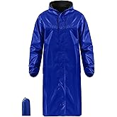 iCreek Long Rain Coat Hooded Packable Rain Jacket Waterproof Lightweight Men Women Adult for Work Outdoors Activities
