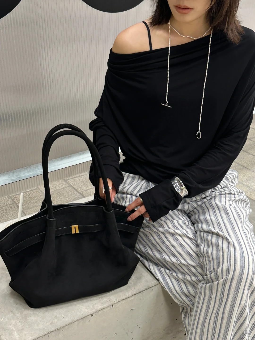 JW PEI Hana Mittelgroße Tragetasche Damen - Kunstwildleder Schwarz