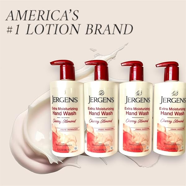 JERGENS EXTRA MOISTURIZING HAND WASH SOAP DISPENSER – CHERRY ALMOND SCENT, 8.3 OUNCES