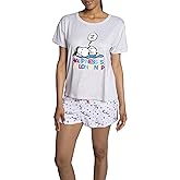 Peanuts womens Ss Tee and Short 2pc Pj Set