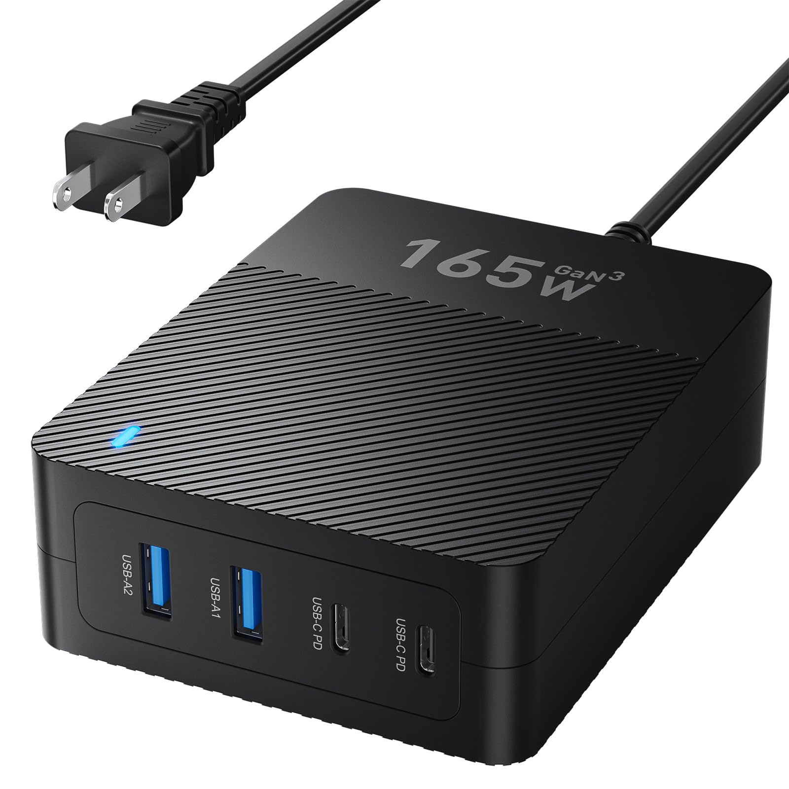 RYND 2026 Latest USB C Fast Charger,165W GaN 4-Port Charging Station Hub Block Cube, USB C Wall Charger Blocks with Dual Type C Ports,for iPad/iPhone 17 16 15 14 13 12 Pro Max Pixel Note Galaxy