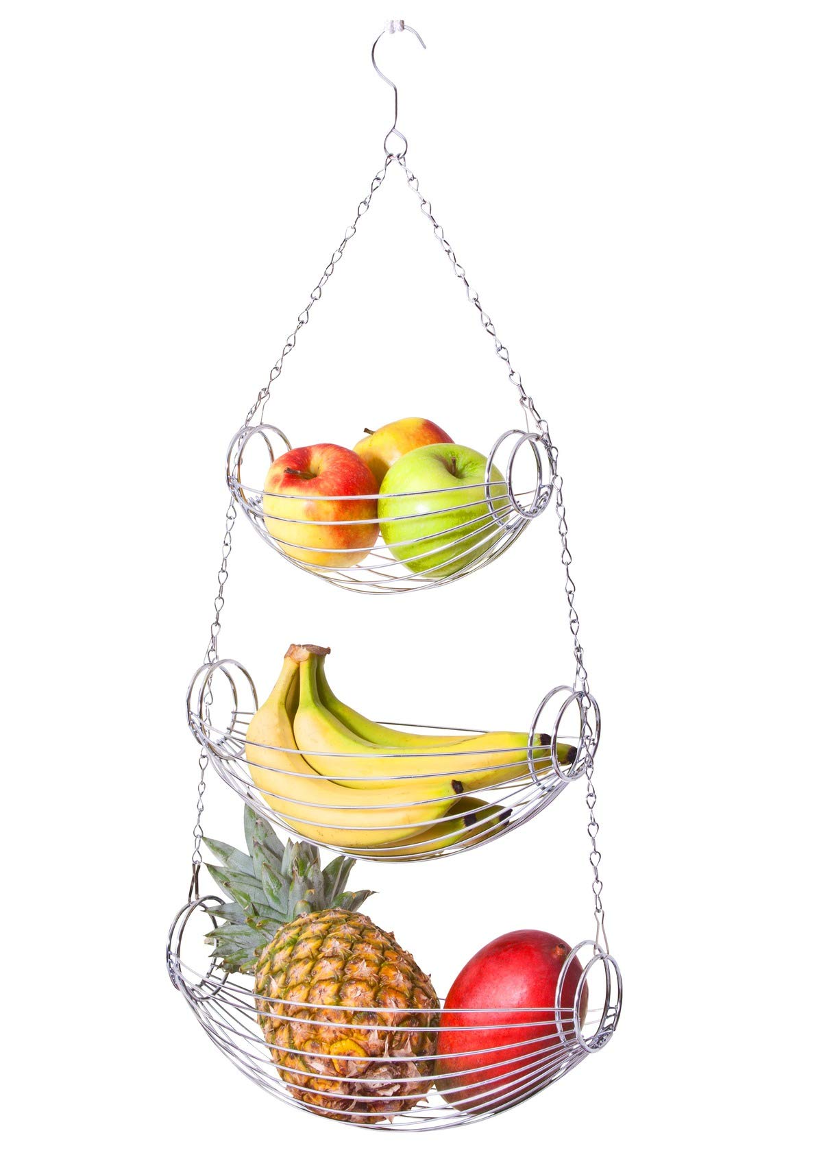 WENKO 2350100 Kitchen rack Triago 3 shelves, Metal Metal chrome plated, 33 x 73 x 20.5 cm, Silver shiny