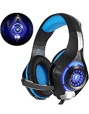 Beexcellent GM-1, Cuffie Gaming con Microfono Isolamento Rumore e Luce LED Bassi Profondi per Xbox One PS4 PC, Nero/Blu