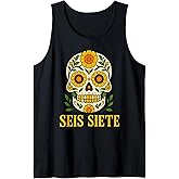 SEIS Siete Mexican Los Muertos Calaveras Sugar Skull 67 Boys Tank Top