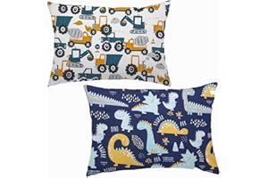 Lot de 2 taies d'oreiller de voyage en coton bio pour enfant – 35,6 x 50,8 cm – Convient aux oreillers de 33 x 45,7 cm – Hous