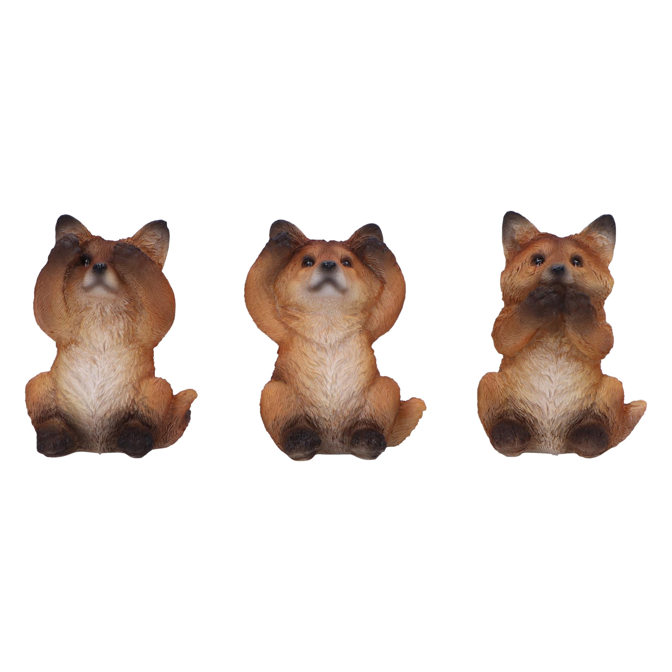 Nemesis Now Three Wise Foxes 8.5cm, Resin, Brown, Three Wise Foxes, Occult Foxes Figurine Trio Set, Fox Gift, Cast in the Finest Resin, Expertly Hand-Painted, U6722A24