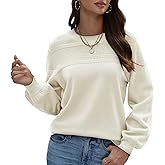 uoDim Womens Sweaters Dressy Casual Long Sleeve Tops Pullover Sweaters for Women 2025 Crew Neck Crochet Fashion Shirts