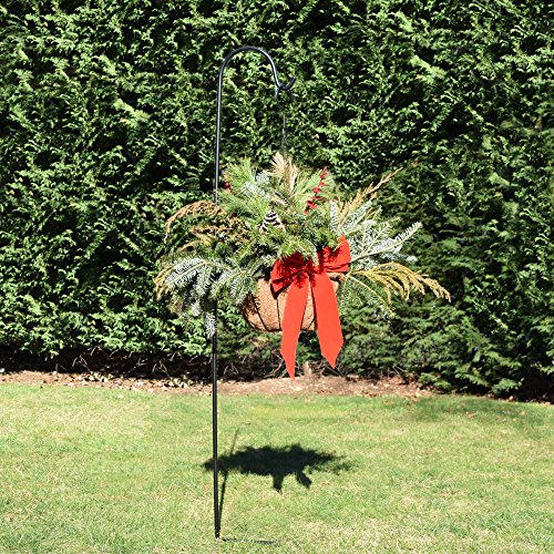 Gray Bunny 65" Shepherds Hooks for Outdoor 1 Pack, Thick Bird Feeder Pole, Hanging Plant Stand or Bird Feeder Stand, Shepherds Hook for Bird Feeder, Non-Hollow, Non-Adjustable, Extra Long Base Prongs
