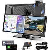 9.26" Wireless CarPlay Screen with 4K+1080P Dual Dash Cam Front and Rear | Backup Camera, 1600x600 IPS Display, Loop Recording, Auto-Brightness, OTA Update, Plug &amp; Play, Apple Car Play &amp; Android Auto