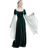 daizbella Medieval Renaissance Costume Dress Handmade Historical Retro Dress Velvet Gown with Chiffon Sleeves