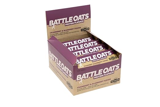 title=Battle Oats Barrette Protetiche Senza Glutine 12 barrette x 70g. Gusto Mirtillo