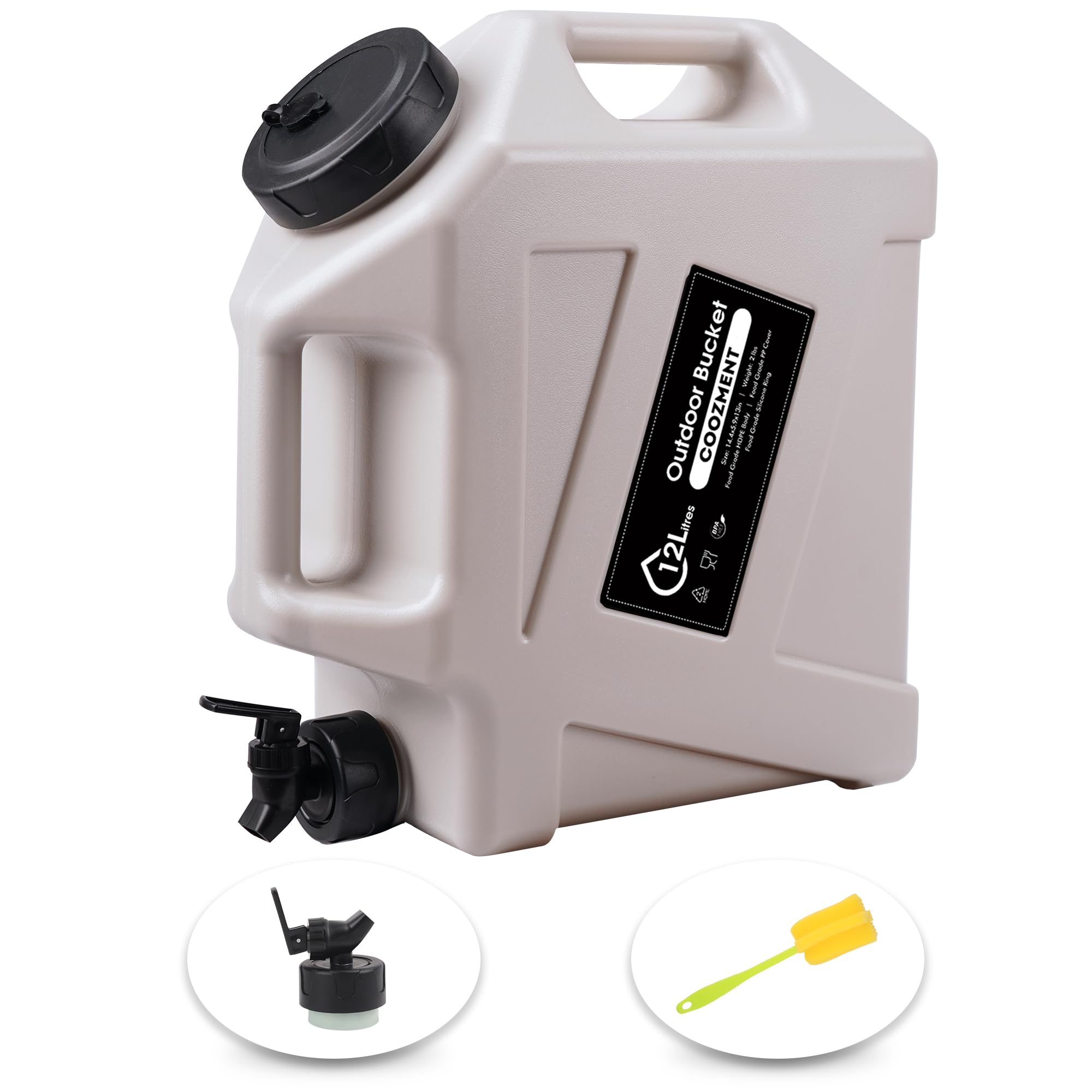 Photo 1 of ****MISSING HARDWARE***** COOZMENT 3.2 Gallon (12L) Portable Water Containers with Spigot, BPA Free Water Jug, White Water Tank, Multifunction Water Storage Containers for Camping Outdoor Hiking,Emergency Stroage