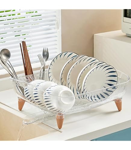 Compact Dish Drying Rack For Small Kitchens - 9.5x15.9 Inch Space-Saving Drainer With Cutlery Holder