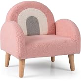 Costzon Kids Sofa, Children Pink Armchair with Solid Wood Frames, Plush Fabric, Anti-Tip Design, Floor Reading Sofa Chair for Playroom, Kids Room, Nursery, Toddler Couch Chair Comfy for Boys Girls