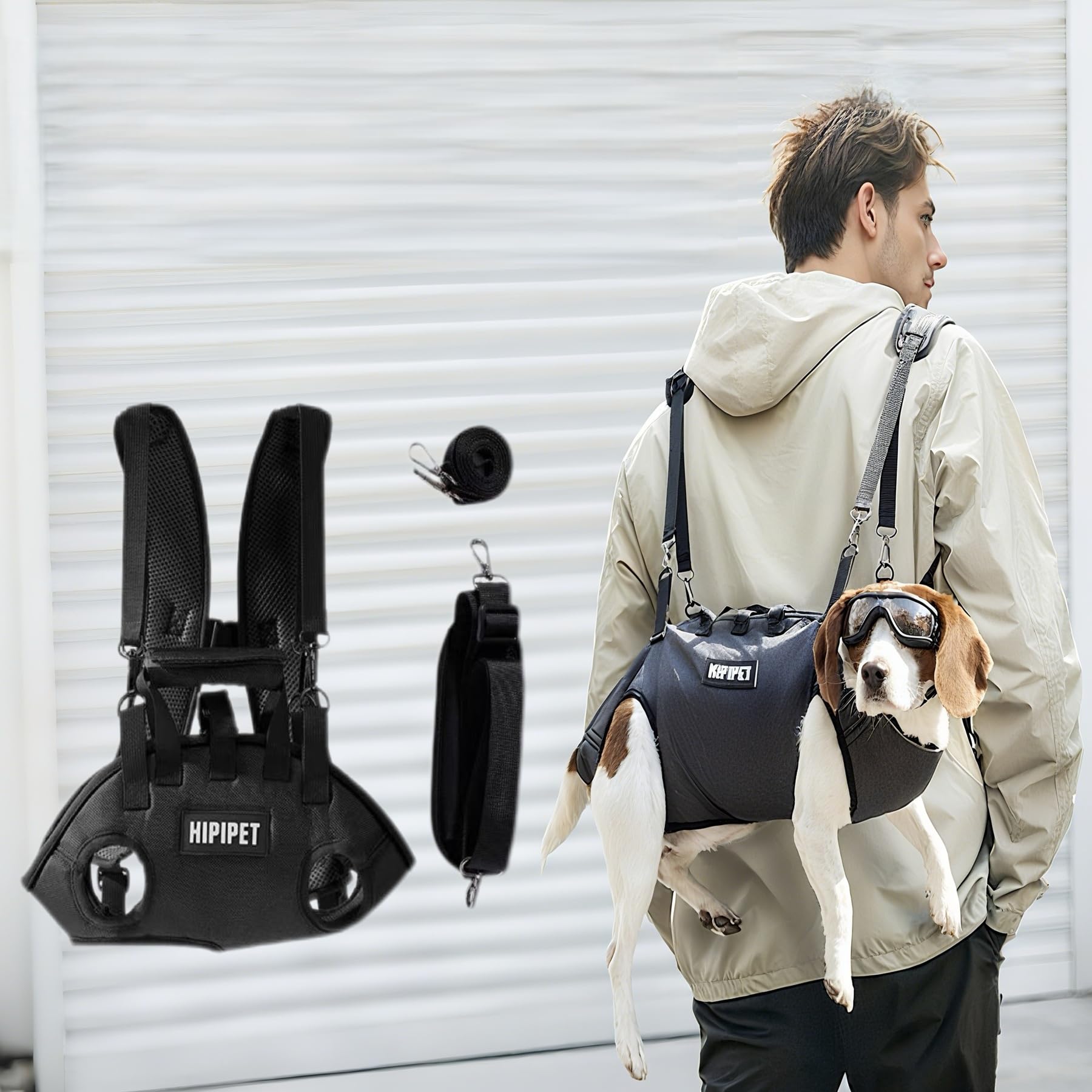 Photo 1 of 4-in-1 Convertible Pet Carrier for 6-14lbs Dogs & Cats - Breathable Air Mesh Backpack Harness with Spine Protection | Adjustable Sling, Shoulder Bag & Handheld | Black-M