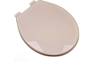 Bath Décor 2Q1R6-30 Builder Grade Slow Close Plastic Toilet Seat with Vari-Adjust Lok-Down R'N'C Hinge and Quik-Lok Mounting Hardware, Round, Fawn Beige