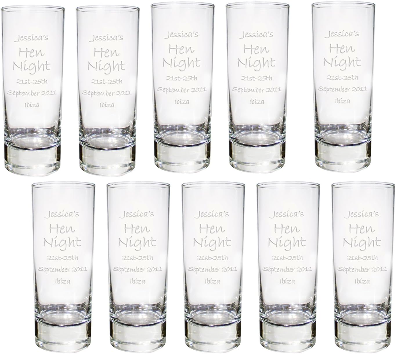 Personalised Pack of 10 Engraved Shot Glass Amazon.co.uk Kitchen & Home