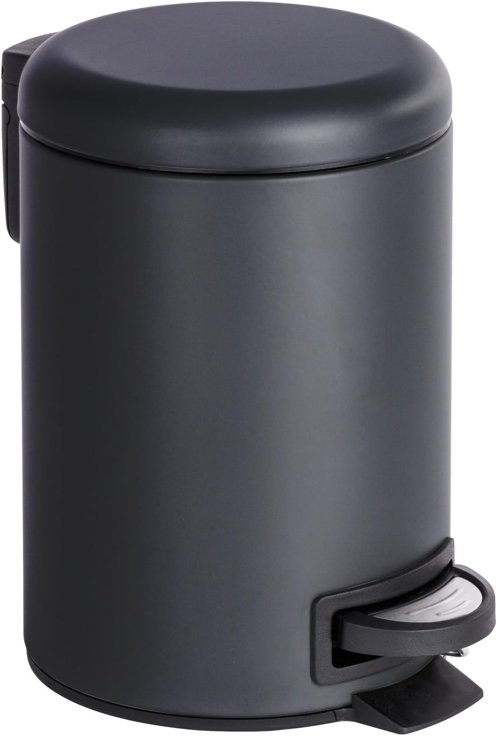 WENKO 22143100 Pedal bin Leman Black Capacity: 3 l, Steel, 17 x 25 x 22.5 cm, Black, 22.5 x 17 x 25 cm