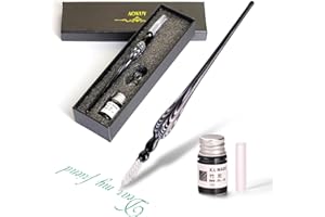 AOKUY Glass Dip Pen Set,Calligraphy Pen,Crystal Signature Pen for Art, Writing, Signatures -Decoration and Business Gift
