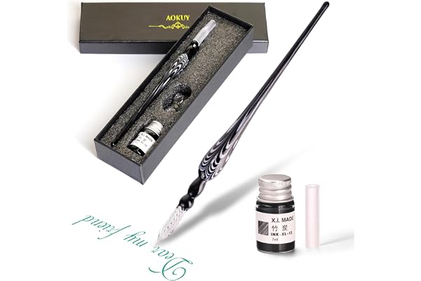 Glass Dip Pen Set,Calligraphy Pen,Crystal Signature Pen for Art, Writing, Signatures -Decoration and Business Gift