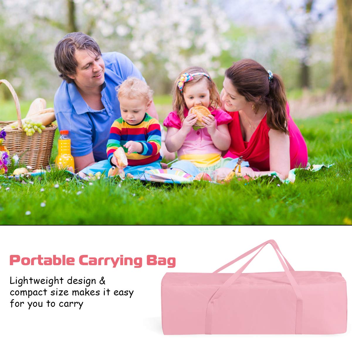 BABY JOY 3 in 1 Pack and Play, Foldable Baby Travel Crib with Bassinet, Changing Table, Brake Wheel, Convertible, Newborn Napper with Storage Shelf, Oxford Carry Bag, Portable Baby Playard