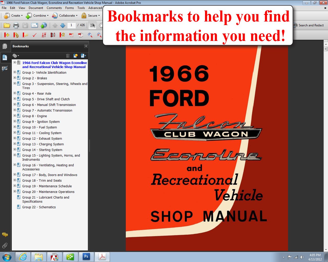 1966 Ford Falcon Club Wagon, Econoline and Recreational Vehicle Shop Manual:  Ford Motor Company, David E. LeBlanc: 9781603710978: Amazon.com: Books