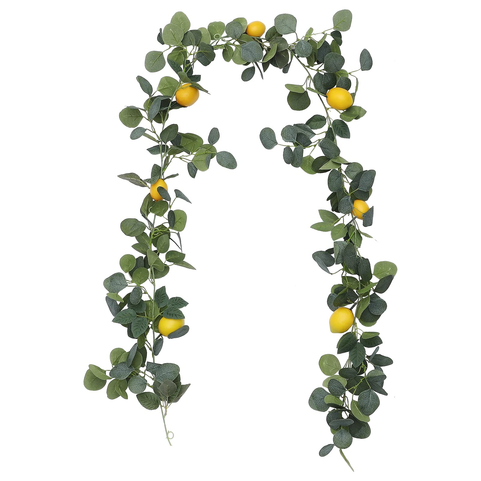 HanOBC 195cm Artificial Lemon Garland Silk Greenery Eucalyptus Garland with Lemons for Wedding Mantle Table Garden Home Arch Decoration