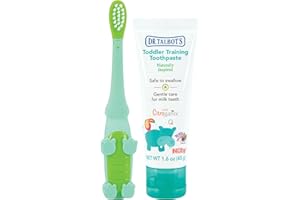 Dr. Talbot's Toddler Training Toothbrush and Natural Kids Toothpaste with Citroganix - 1.6 oz - Fluoride-Free Toothpaste and Toddler Toothbrush - 6+ Months - Alligator