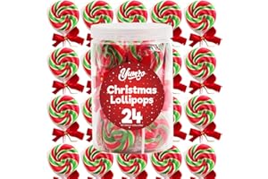 YUMZO Christmas Swirl Lollipops, 24 Christmas Lollipops Individually Wrapped, Delicious Christmas Suckers Bulk For Festive Treats, Perfect christmas suckers for Gift, and Holiday Decorations