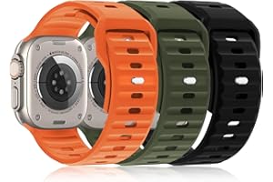 ATPZEVI 3 Pack Sport Band Compatible with Apple Watch Ultra Band 49mm Men Women, Adjustable Waterproof Silicone Strap for iWatch Series Ultra2/Ultra1 SE/9/8/7/6/5/4/3/2/1, Orange/Green/Black