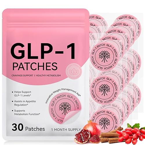 GLP-1 Patches, 30 Patches GLP-1 Mixed Essence Patch for Healthy Shape Support, Natural Ingredients with Pomegranate and Cinnamon, Gentle and Soothing Transdermal Body Patch for Women