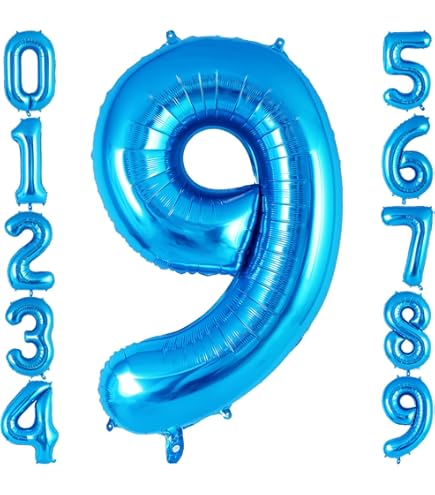 Amazon.com: Teal Blue Number 9 Balloon, 40 Inch Big Large Foil