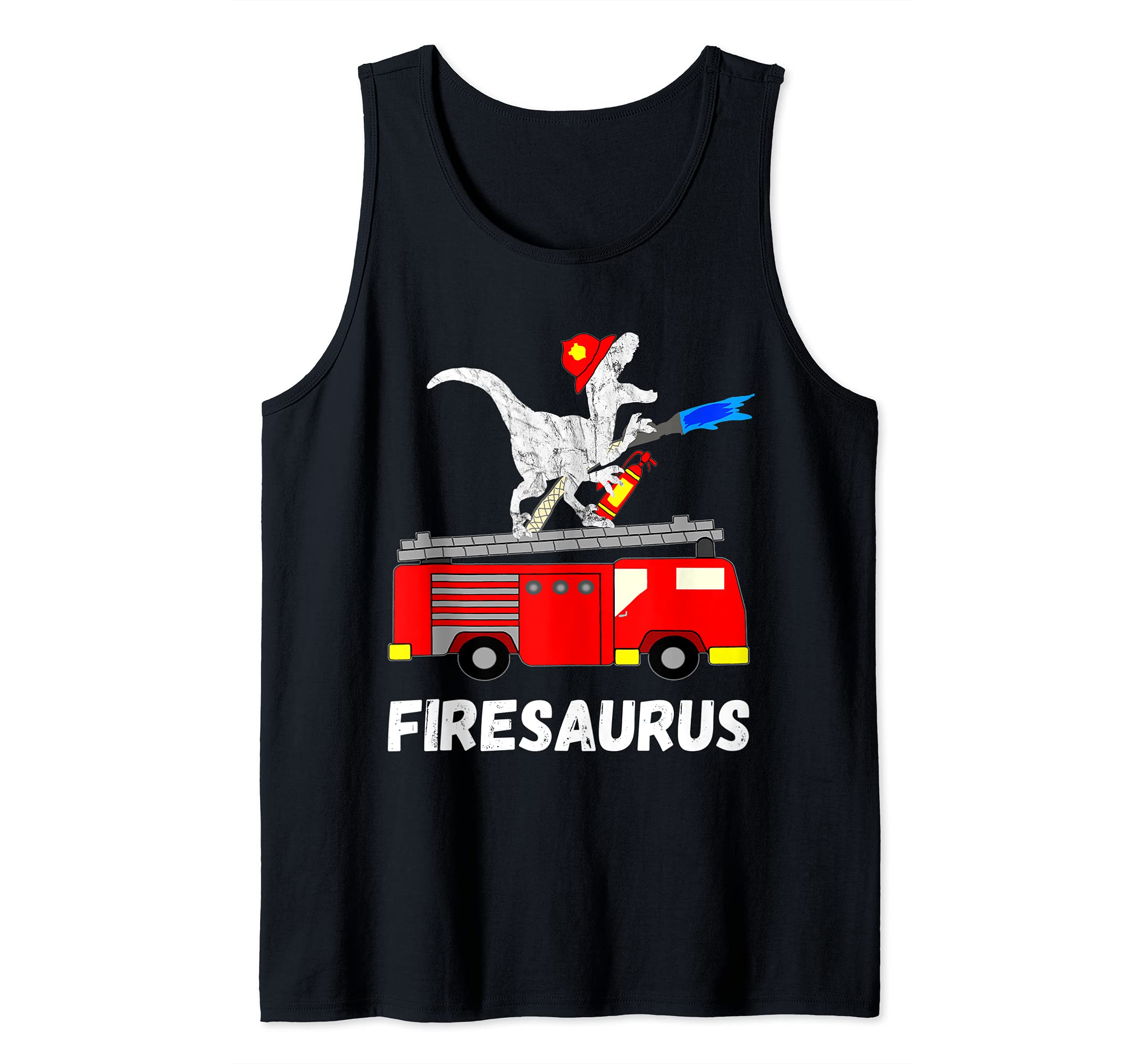 Fire Fighter Dinosaur Firetruck Dino Fireman T-Rex Tank Top