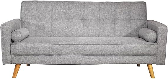 Canapé Lit 3 Places Boston Moderne En Tissu Capitonné Gris
