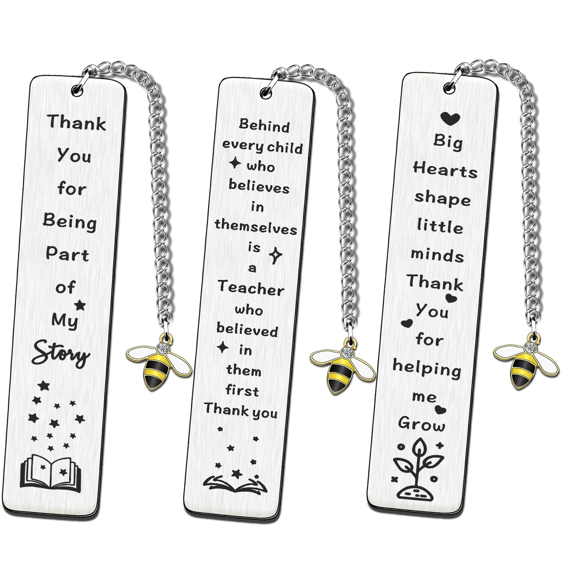 FMCC 3PCS Teacher Gifts Bookmark Thank You Teacher Gifts for Women Men Personalised Teacher Gifts Thank You for Part of My Stroy
