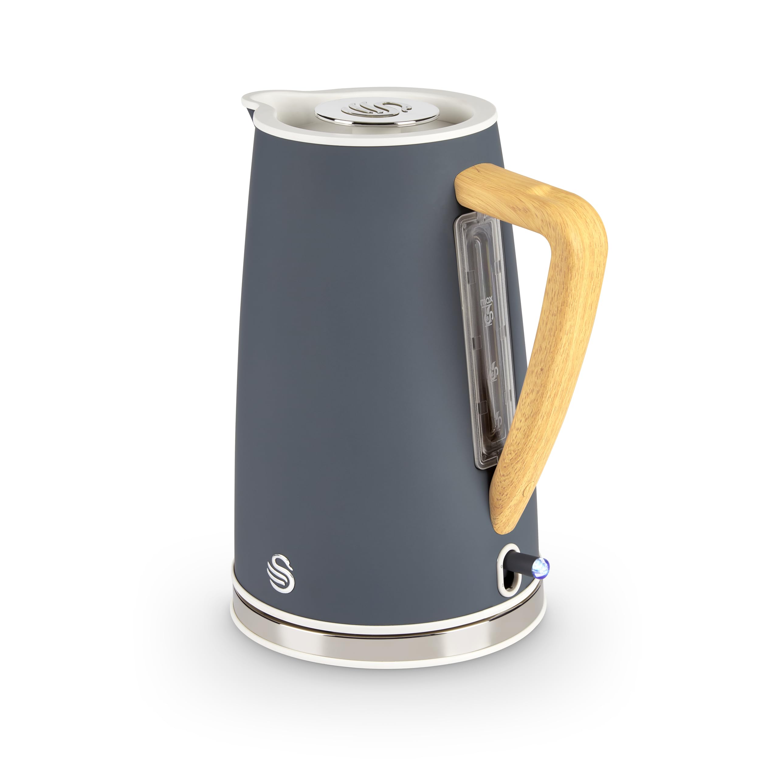 Swan SK14610GRYN Nordic Cordless Jug Kettle with Fast Boil Technology, Overheat Protection, Soft Touch Handle, 1.7L, 3KW, Grey