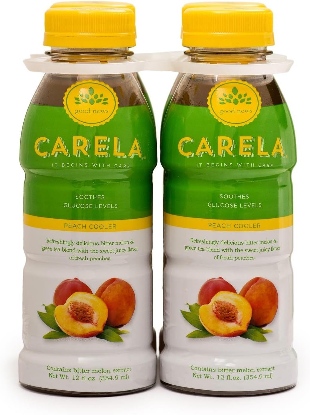 CARELA Bitter Melon Beverage Cooler, Peach, 4 Pack