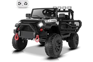 Hikole 24V Ride on Toys for Big Kids, Powered Wheels with Remote Control, Bigger Kids Ride on Toys Truck, Bluetooth MusicDual Steering Shock Suspension System Led Lights Safety Belt