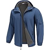 COOFANDY Men's Hooded Softshell Jacket Waterproof Fleece Lined Windbreaker Lightweight Outdoor Hiking Jacket