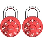 Master Lock Combination Padlock, Gym Locker Lock, Red, 2-Pack, 1530REDEC2 | Preset 3-Digit Combination Lock for Gym and School Lockers, Maximum Security for Valuables, Indoor Use, Red Locks
