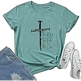 LOOKFACE Women Cross Graphic Tees Soft Tops
