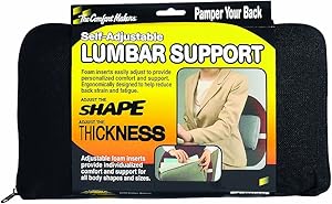 The ComfortMakers Lumbar Support, Adjustable, 12-1/2"w x 7-1/2"h x 2-1/2"d, Black, 1/Each (92011)