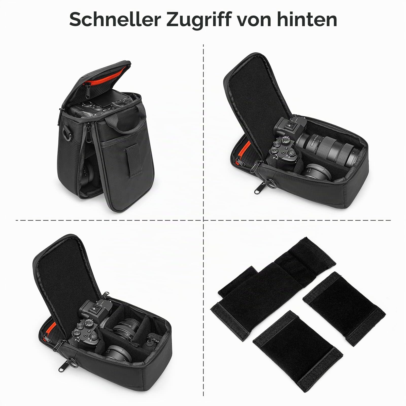S-Zone Kameratasche Wasserdicht Stoßfest Objektivtasche Kameraeinsatz Tasche Praktisch Gepolstert DSLR SLR Kameraschutz Einsatztasche Objektivhüllen für spiegellose Objektivkabel Zubehör, Schwarz, S, 5